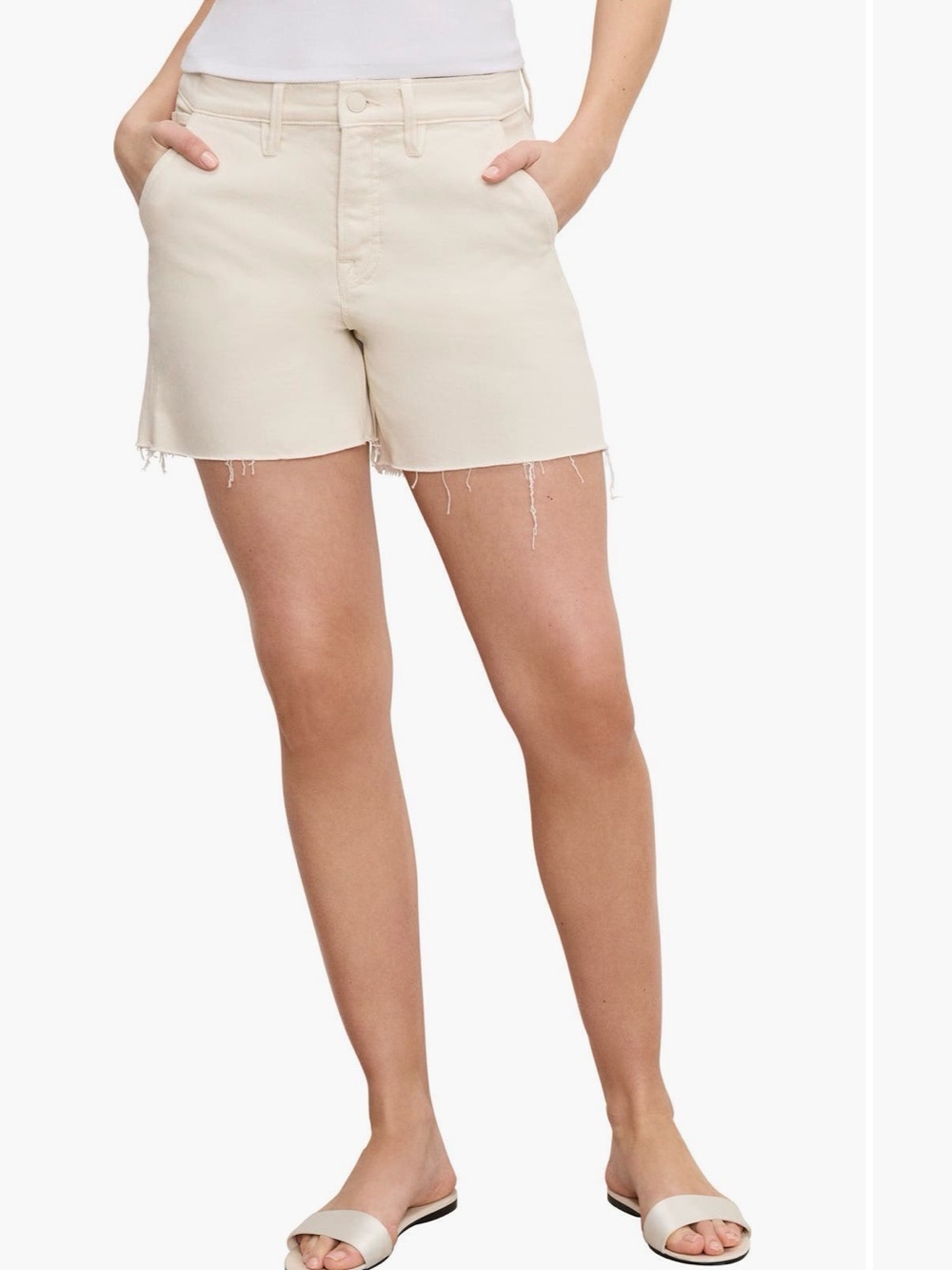 NWT! GOOD AMERICAN Women’s 14 / 32 Carpenter Long Shorts Cream